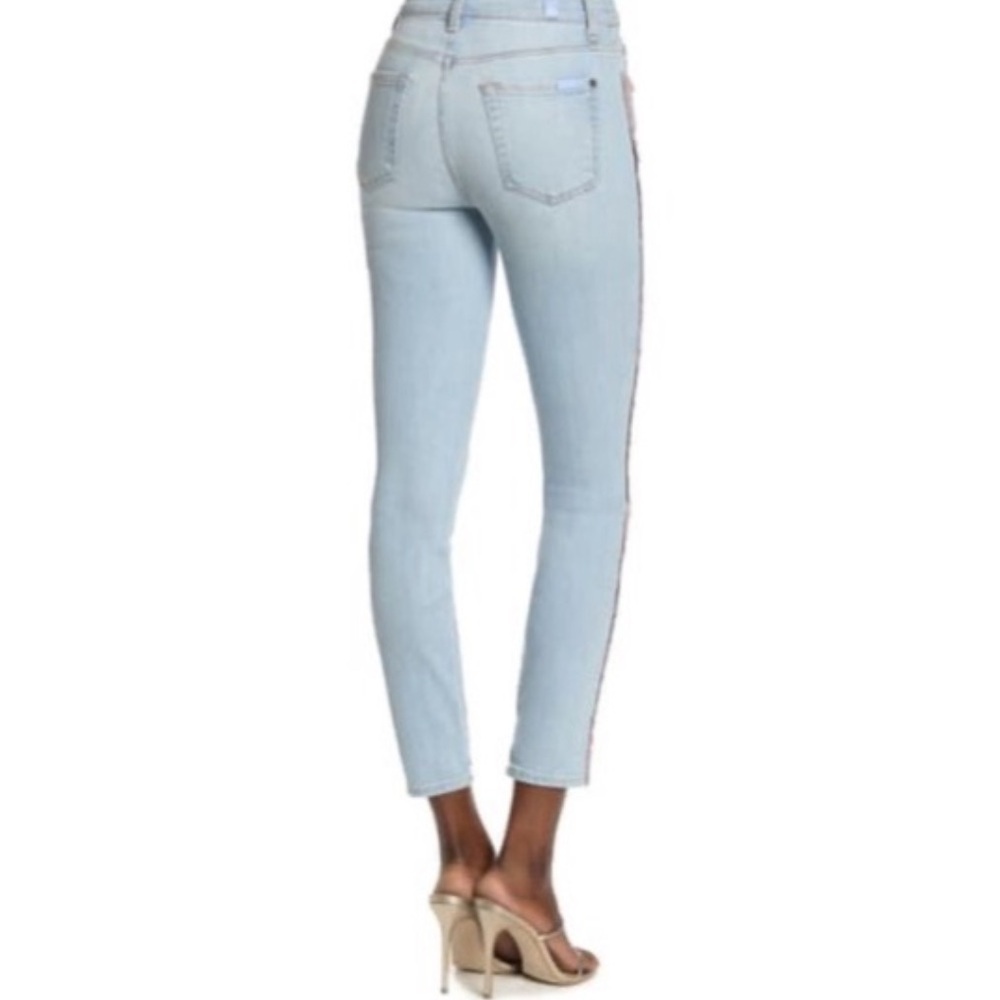 7 For All Mankind High Waist Ankle Skinny With Rainbow Fringe size 30  🌈 👖 - Picture 3 of 16